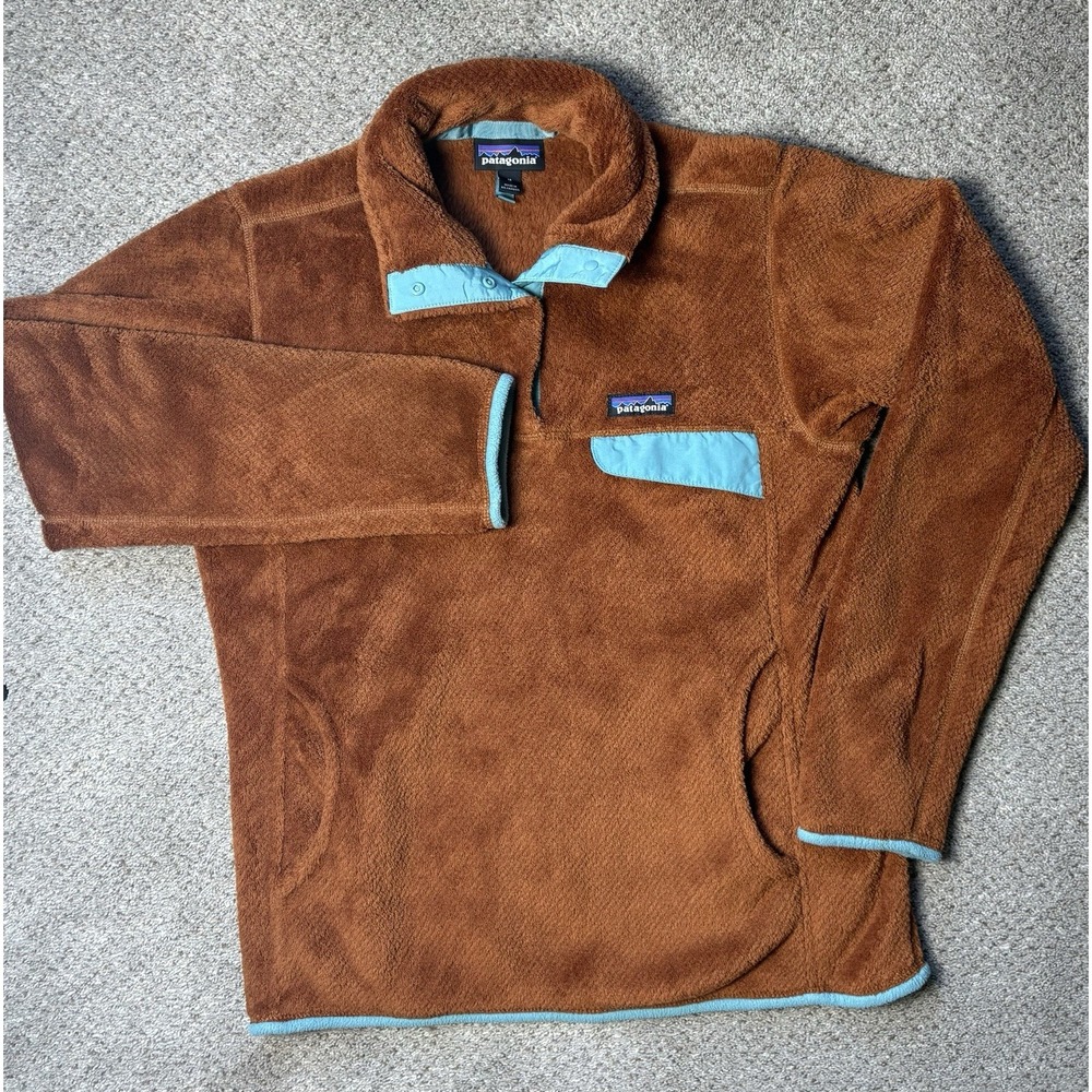 Patagonia Re-Tool Snap T Pullover Women's Medium Orange Fleece Sweater Mock Neck